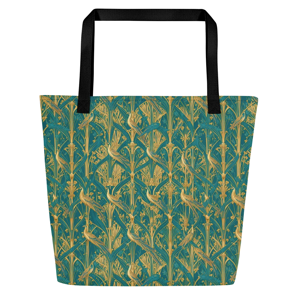 Peacock Arabesque on Large Tote Bag W/ Pocket — Front