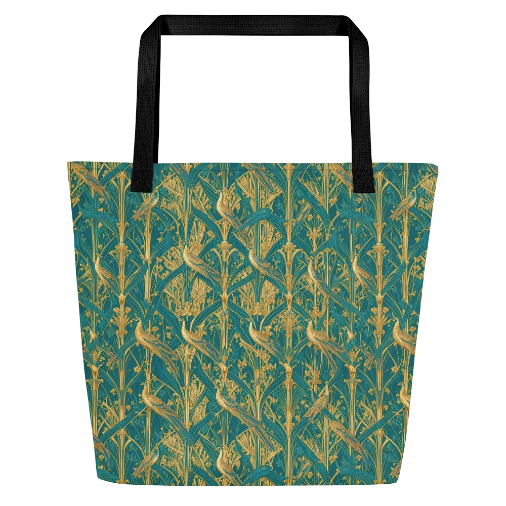 Peacock Arabesque on Large Tote Bag W/ Pocket — Front