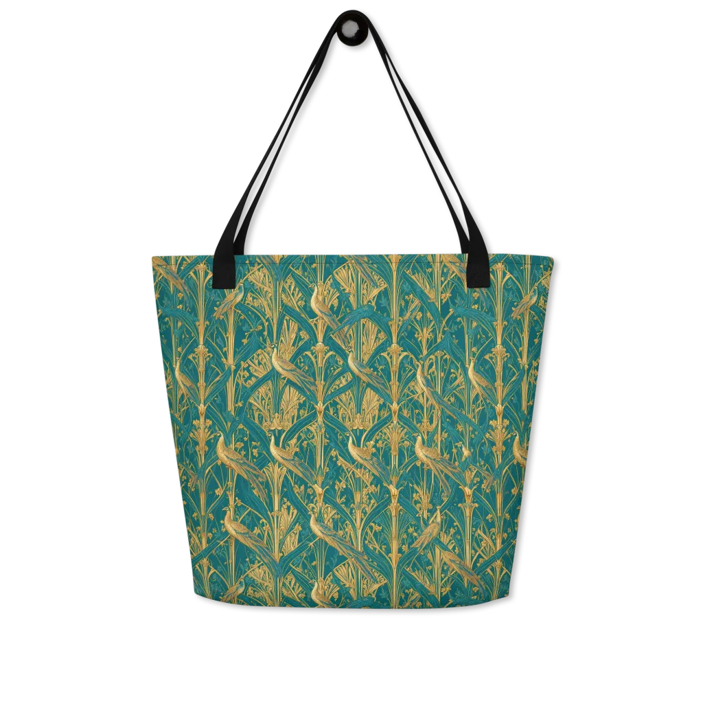 Peacock Arabesque on Large Tote Bag W/ Pocket — Front