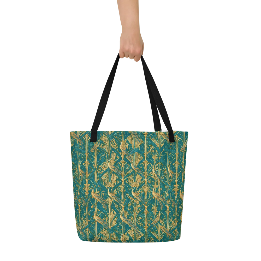Peacock Arabesque on Large Tote Bag W/ Pocket — Front
