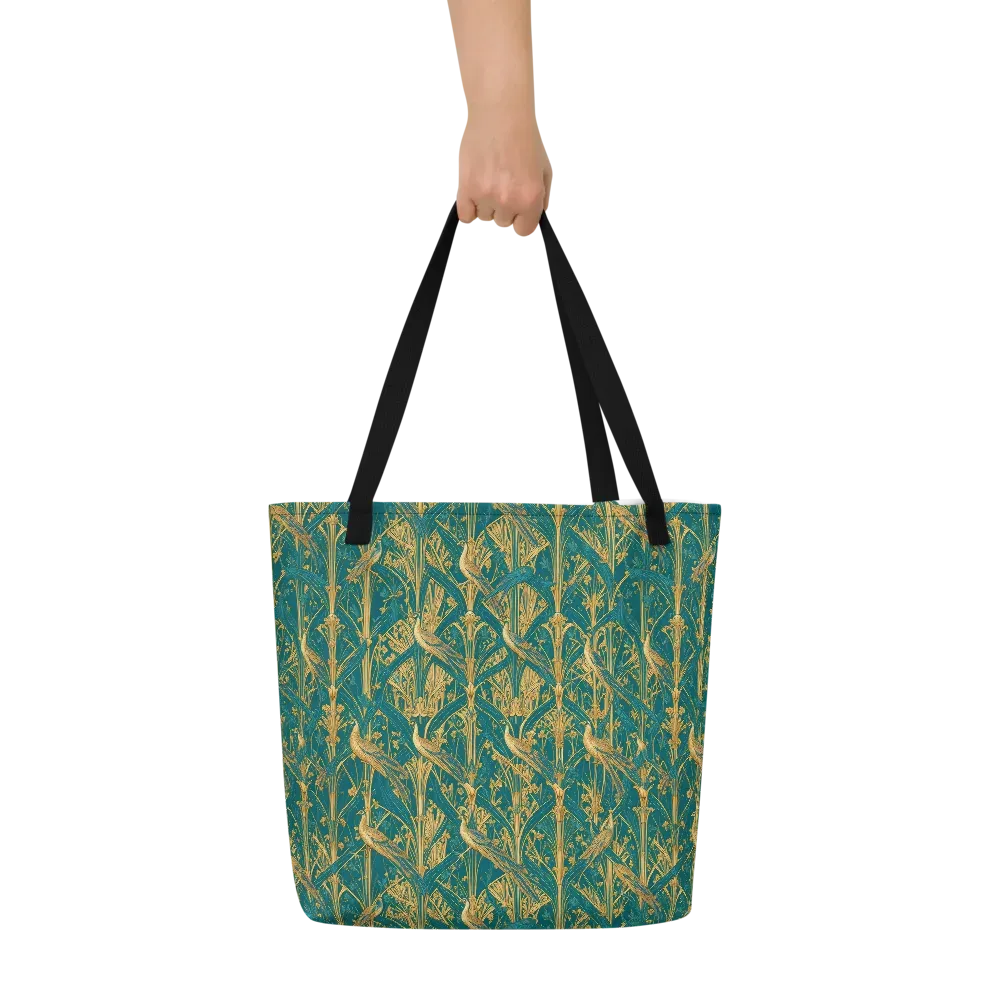 Peacock Arabesque on Large Tote Bag W/ Pocket — Front