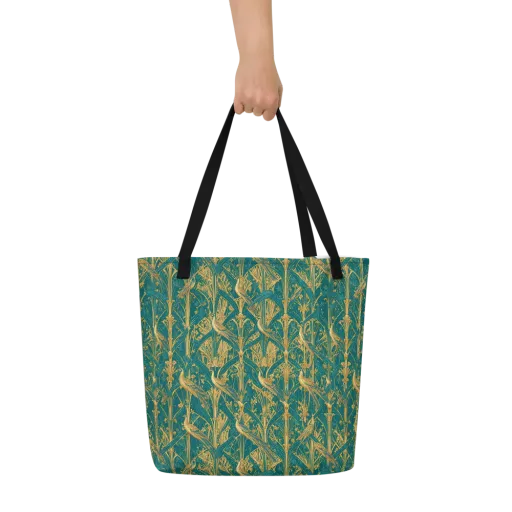Peacock Arabesque on a Large Tote Bag W/ Pocket