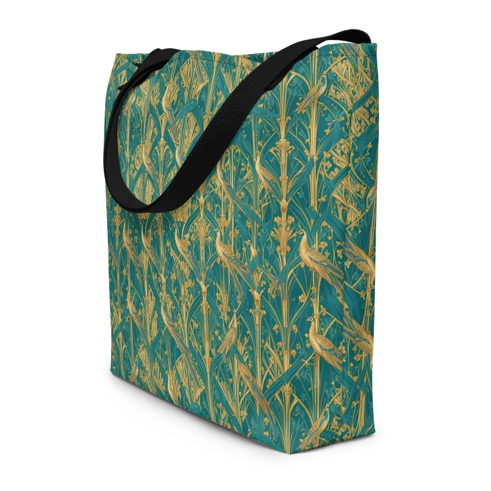 Peacock Arabesque on Large Tote Bag W/ Pocket — Front