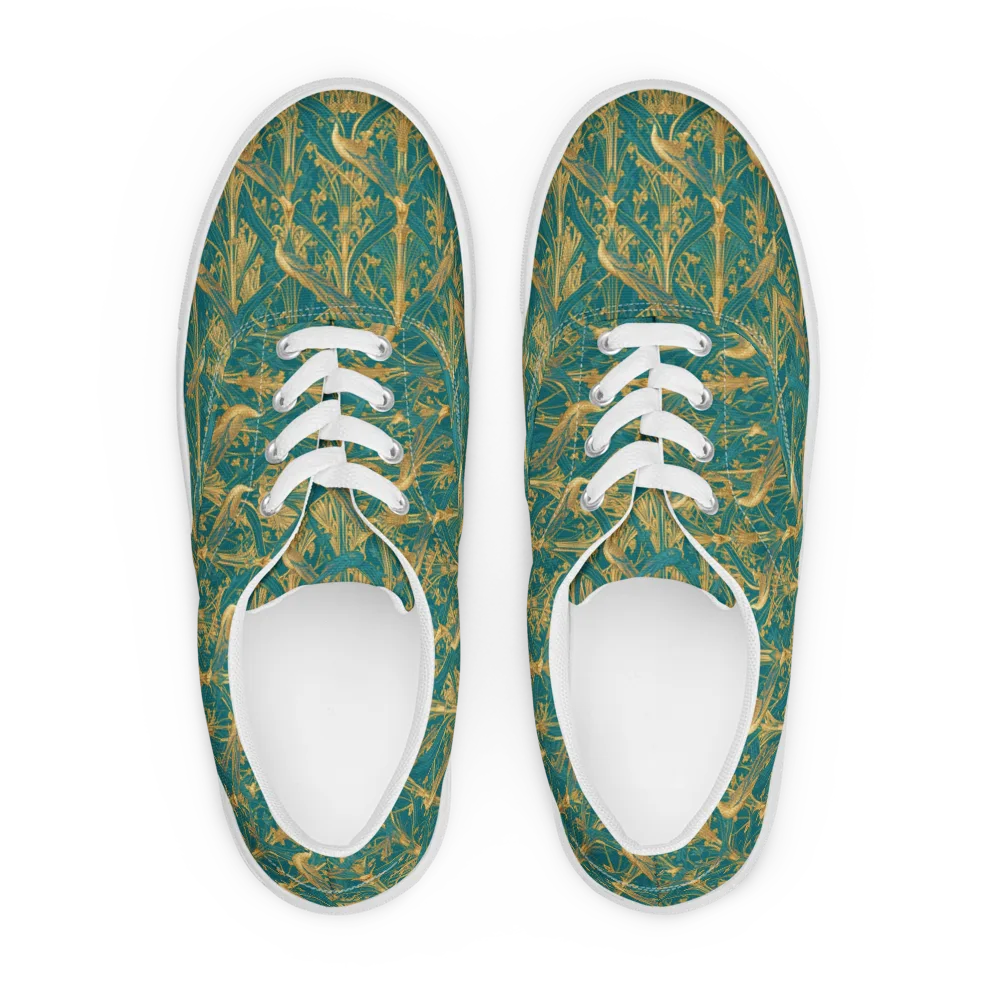 Peacock Arabesque on Men's Lace-Up Canvas Shoes — Front