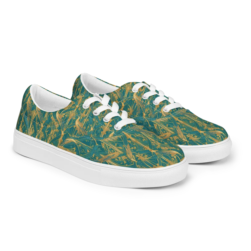 Peacock Arabesque on Men's Lace-Up Canvas Shoes — Right Front