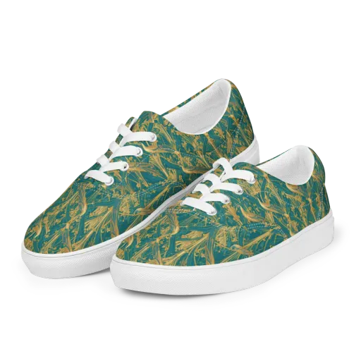 Peacock Arabesque on a Men's Lace-Up Canvas Shoes