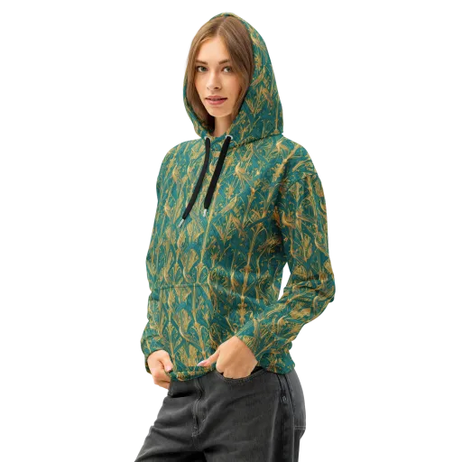 Peacock Arabesque on a Cotton Hoodie