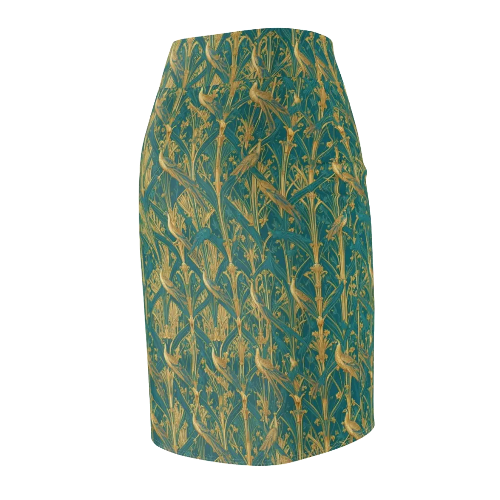 Peacock Arabesque on Pencil Skirt — Back Side