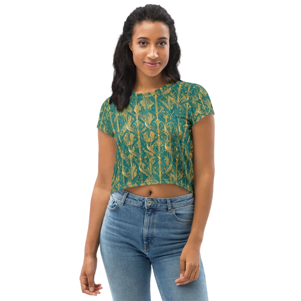 Peacock Arabesque on Crop Tee — Front