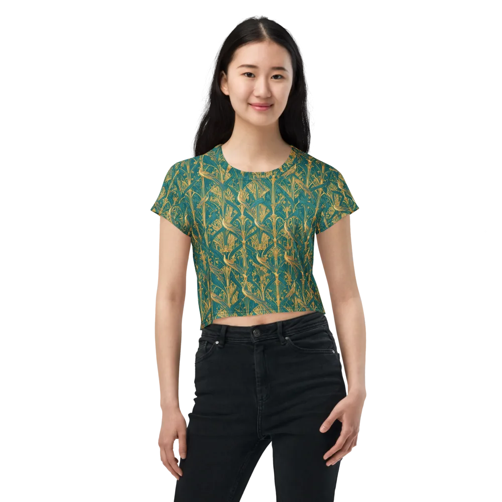 Peacock Arabesque on Crop Tee — Front
