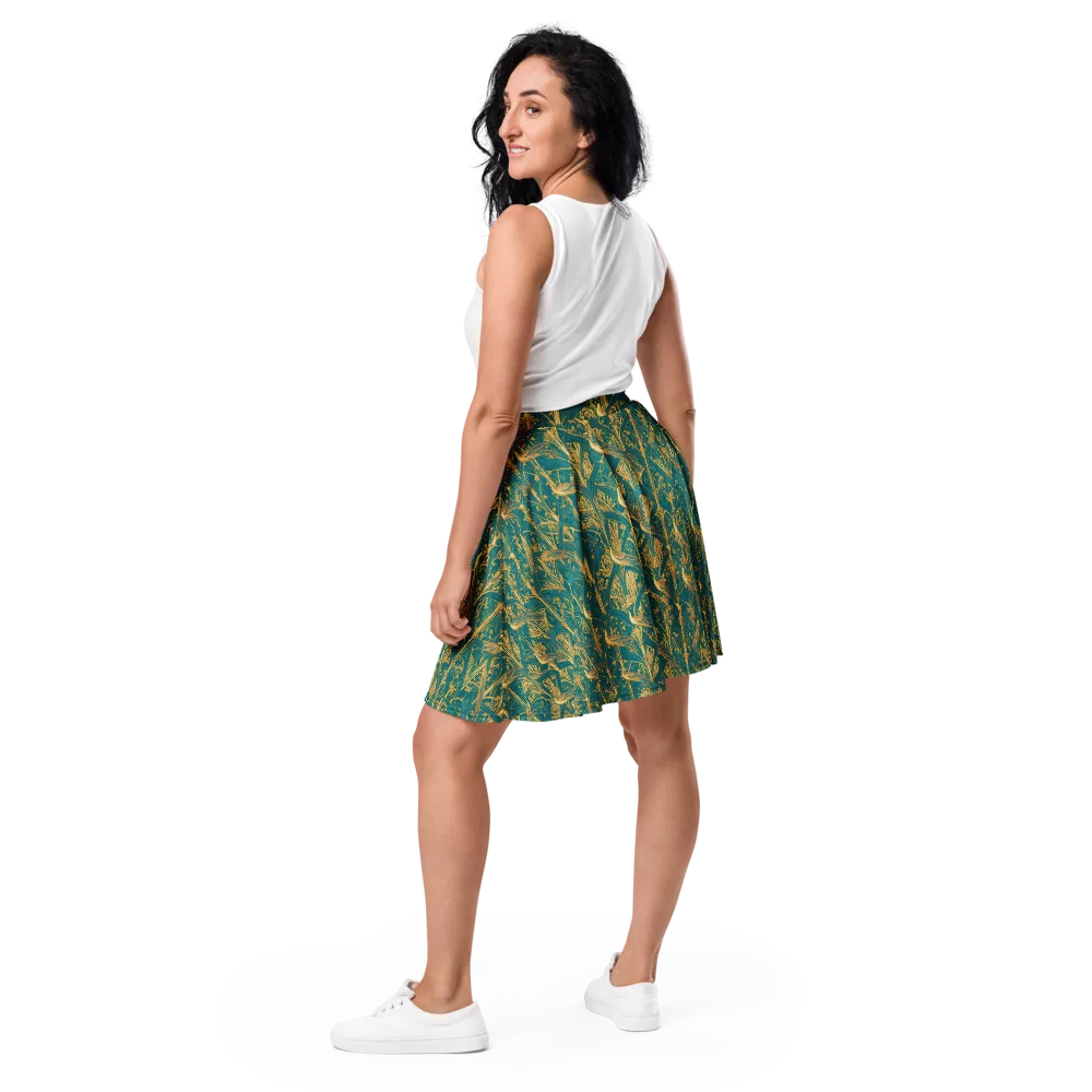 Peacock Arabesque on Skater Skirt — Back