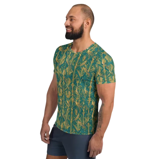 Peacock Arabesque on a Men's Athletic T-Shirt