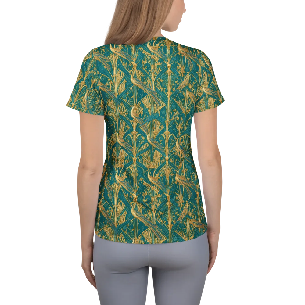 Peacock Arabesque on Women's Athletic T-Shirt — Back