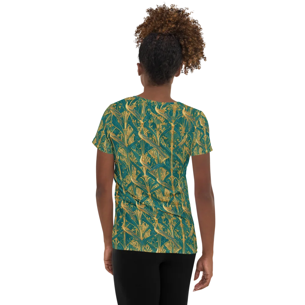 Peacock Arabesque on Women's Athletic T-Shirt — Back