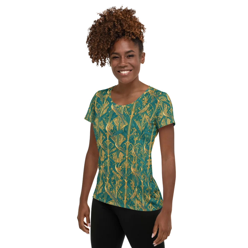 Peacock Arabesque on Women's Athletic T-Shirt — Left
