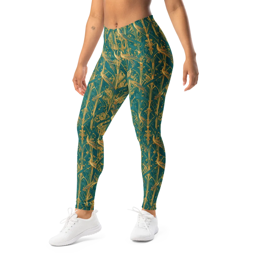 Peacock Arabesque on Leggings — Left Front