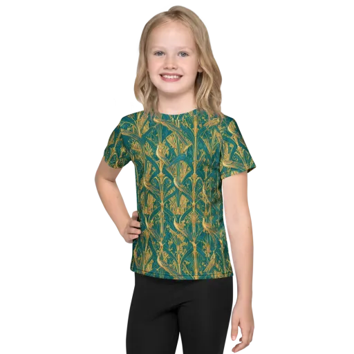 Peacock Arabesque on a Kids Crew Neck T-Shirt