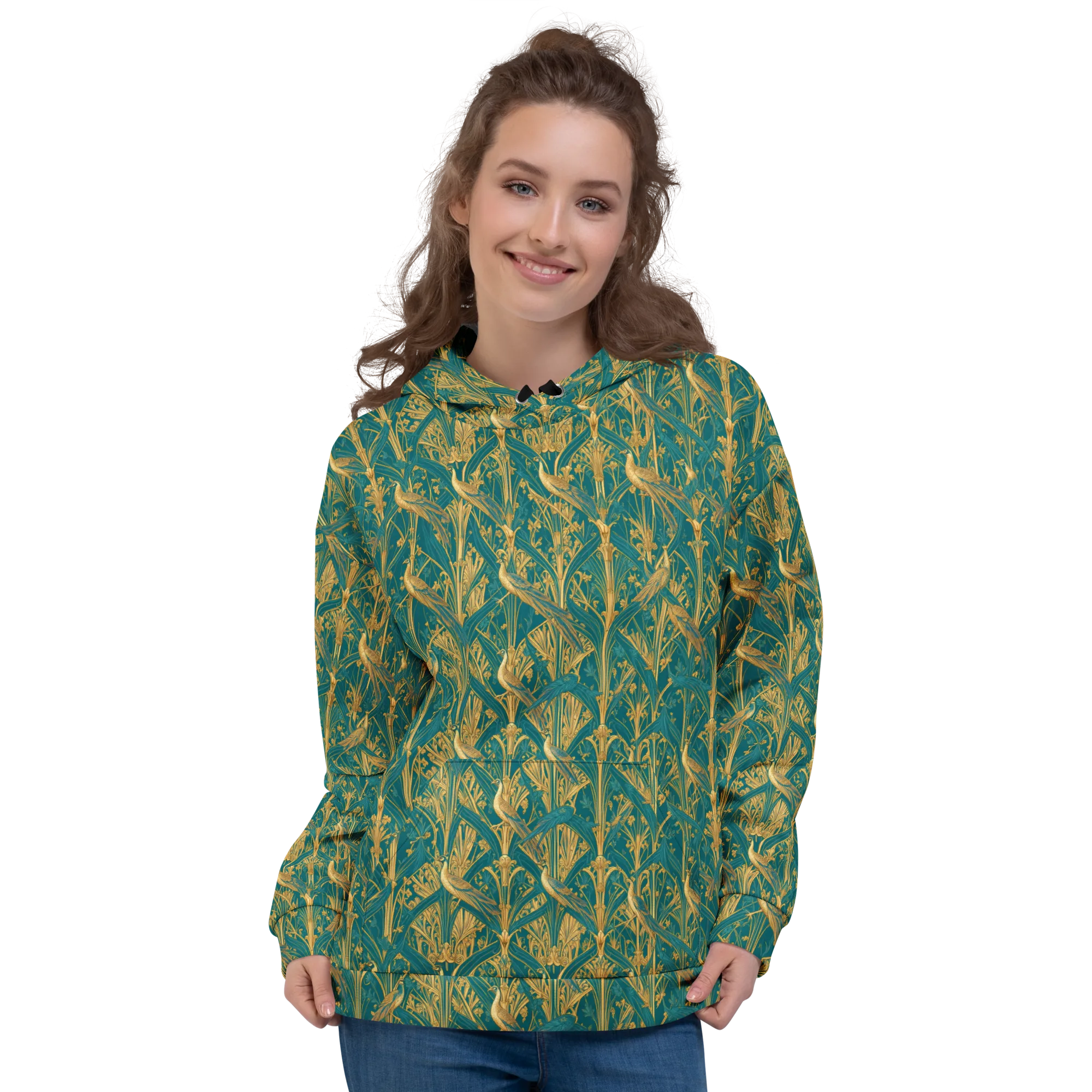 Peacock Arabesque on Hoodie — Front