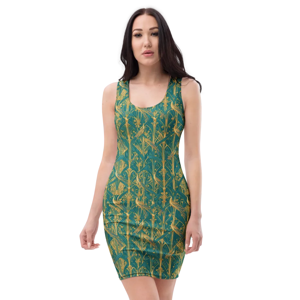 Peacock Arabesque on Bodycon Dress — Front