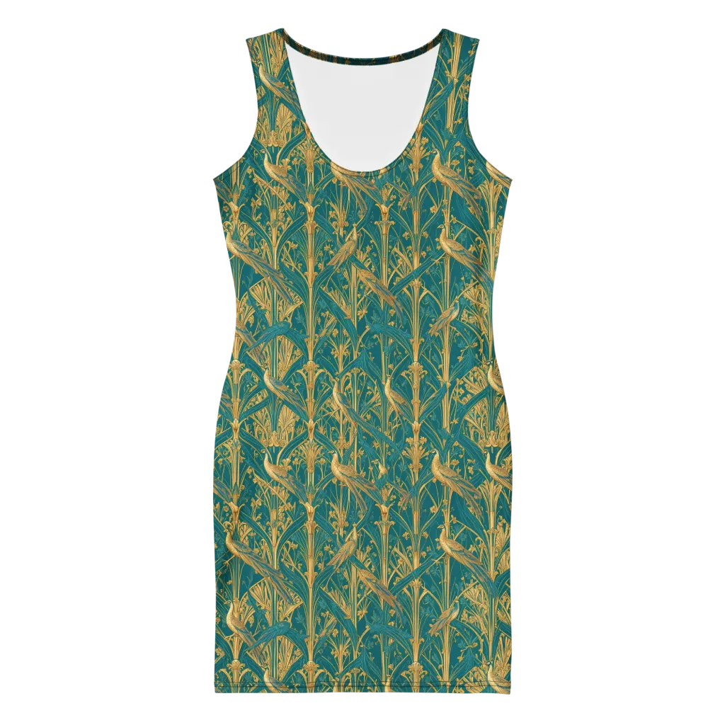 Peacock Arabesque on Bodycon Dress — Front