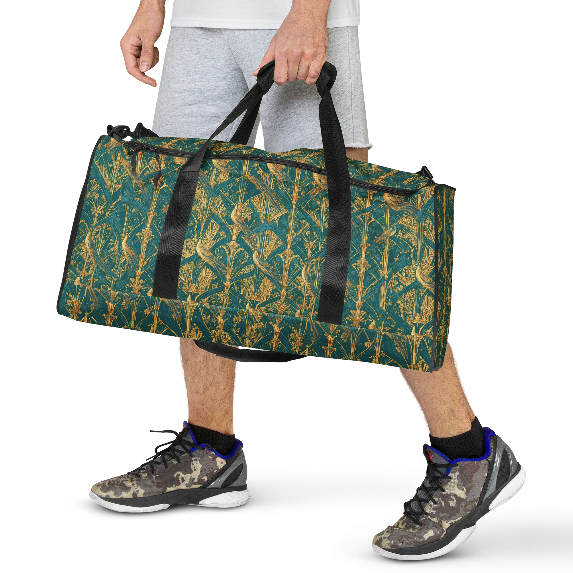 Peacock Arabesque on Duffle Bag — Front