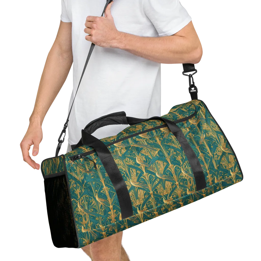 Peacock Arabesque on Duffle Bag — Right Front