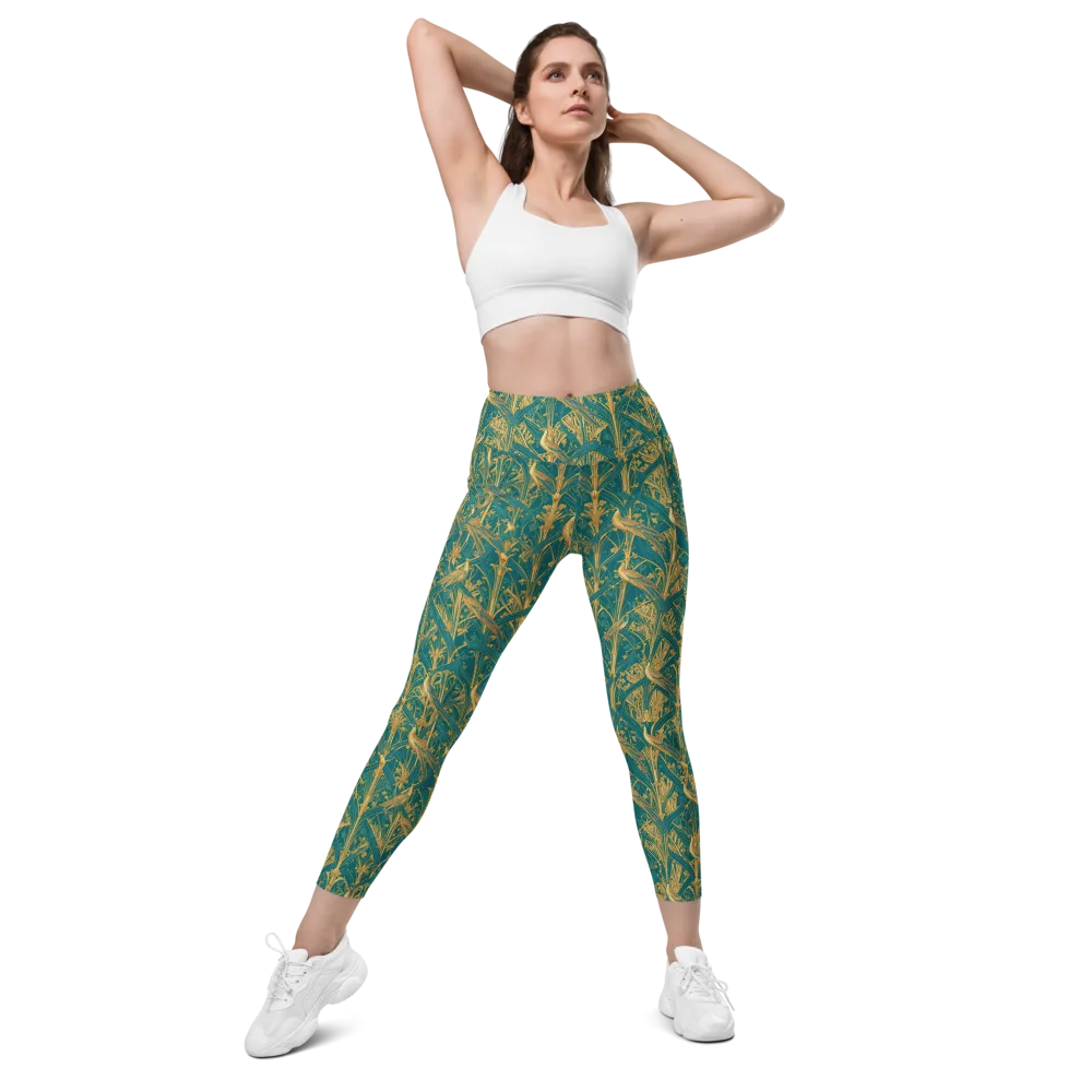 Peacock Arabesque on Leggings with Pockets — Front