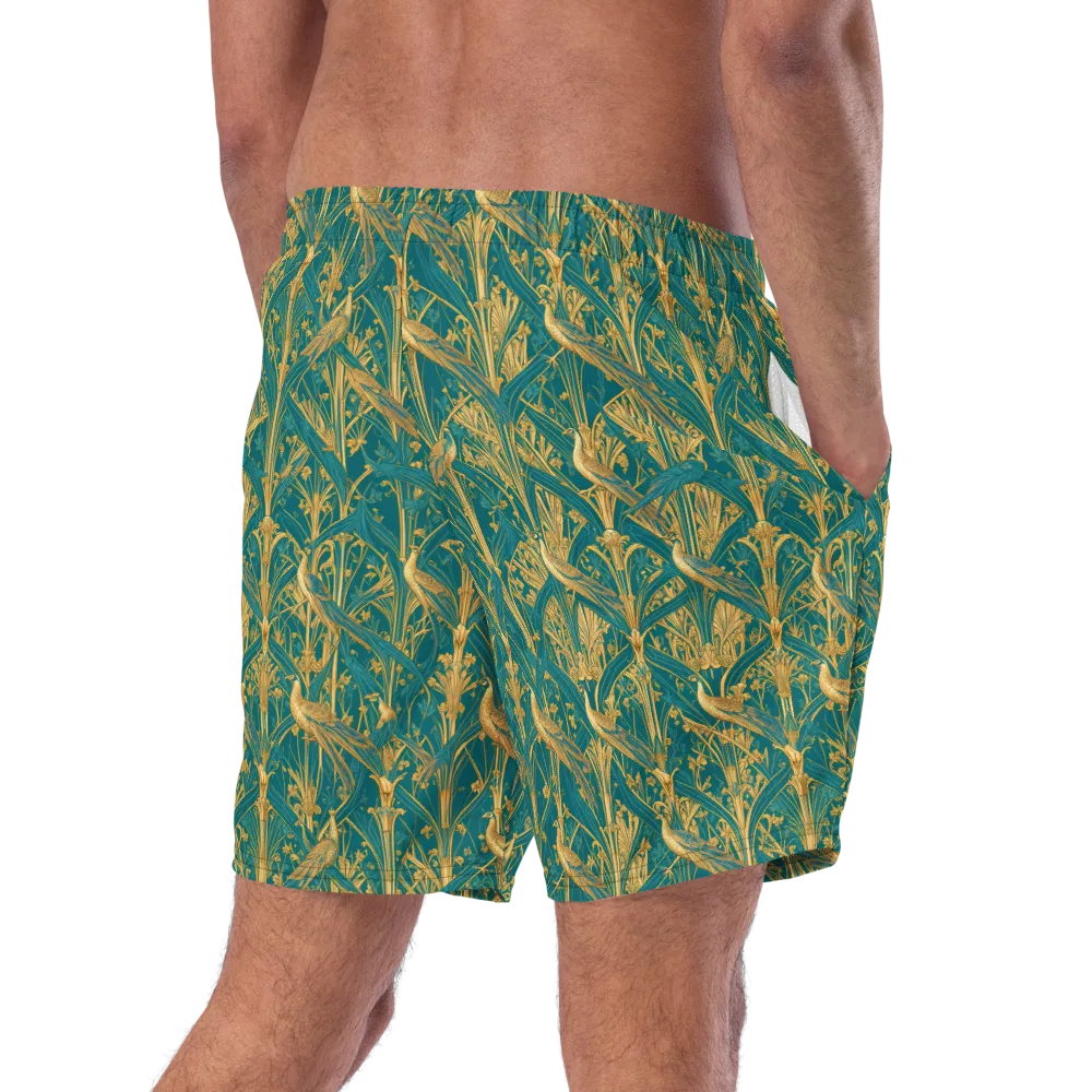 Peacock Arabesque on Swim Trunks — Right Back
