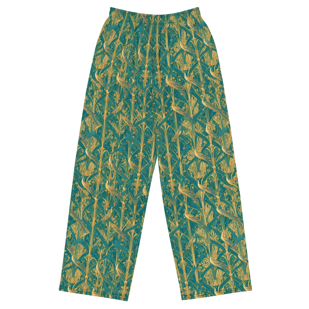 Peacock Arabesque on Wide-Leg Pants — Front