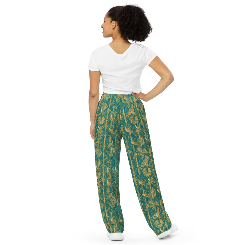 Peacock Arabesque on Wide-Leg Pants — Back