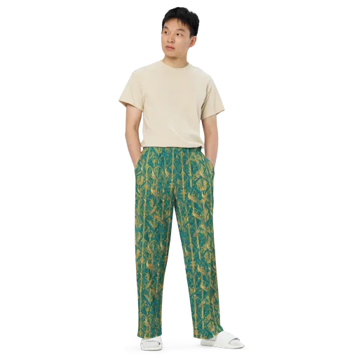 Peacock Arabesque on a Wide-Leg Pants