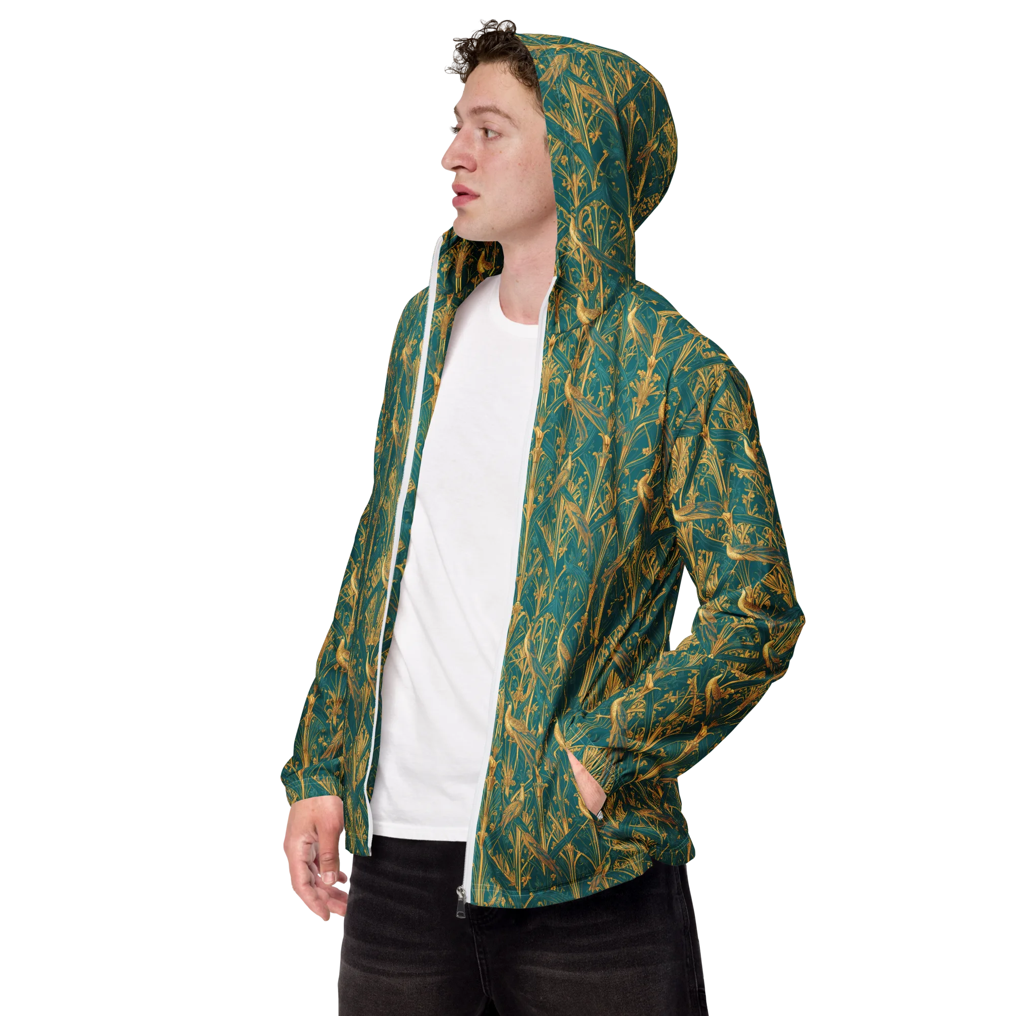 Peacock Arabesque on Men's Windbreaker — Left Front