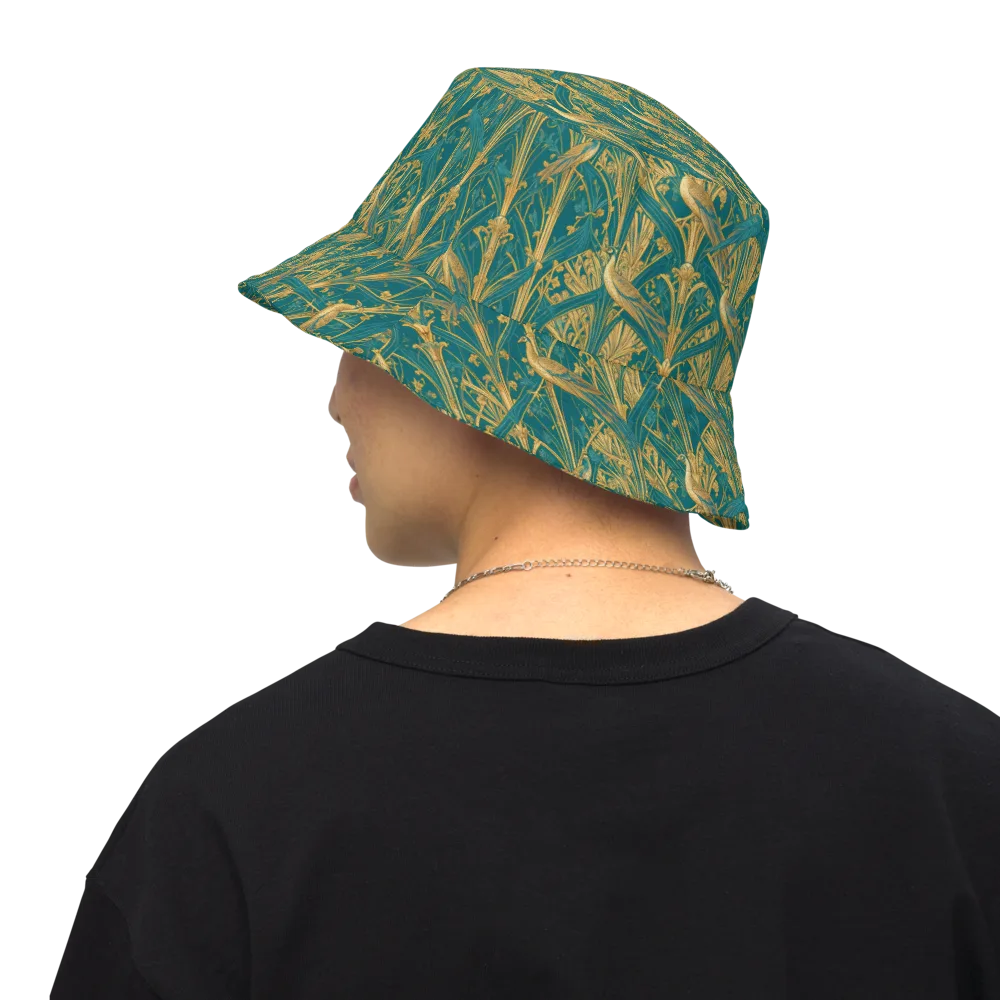 Peacock Arabesque on Reversible Bucket Hat — Back Inside