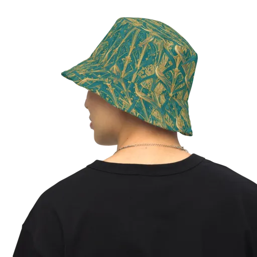 Peacock Arabesque on a Reversible Bucket Hat