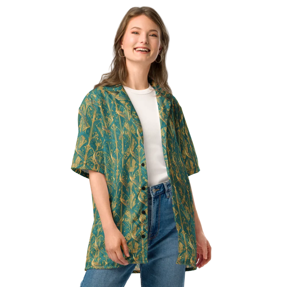 Peacock Arabesque on Button Shirt — Front