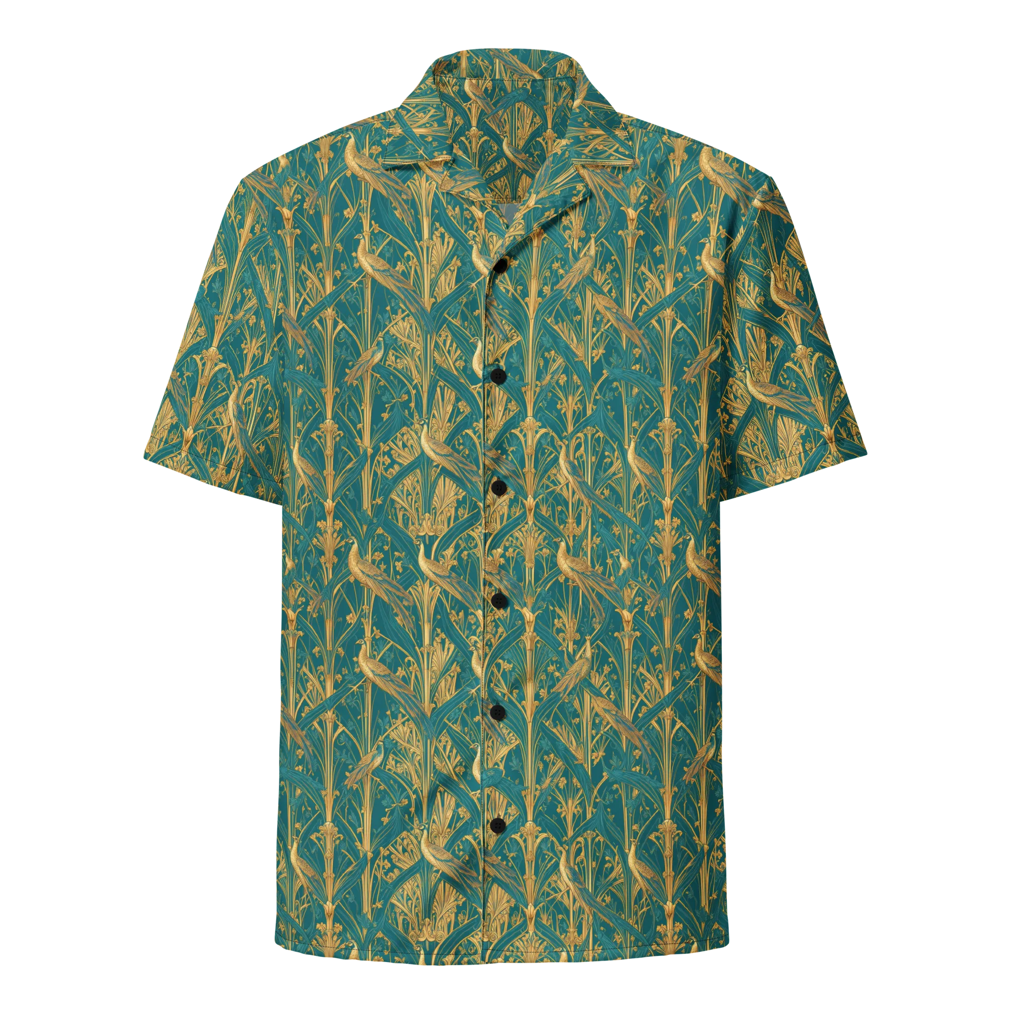 Peacock Arabesque on Button Shirt — Front
