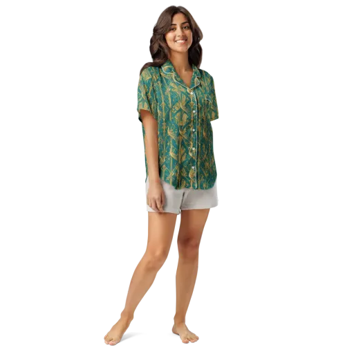 Peacock Arabesque on a Women's Short Sleeve Pajama Top