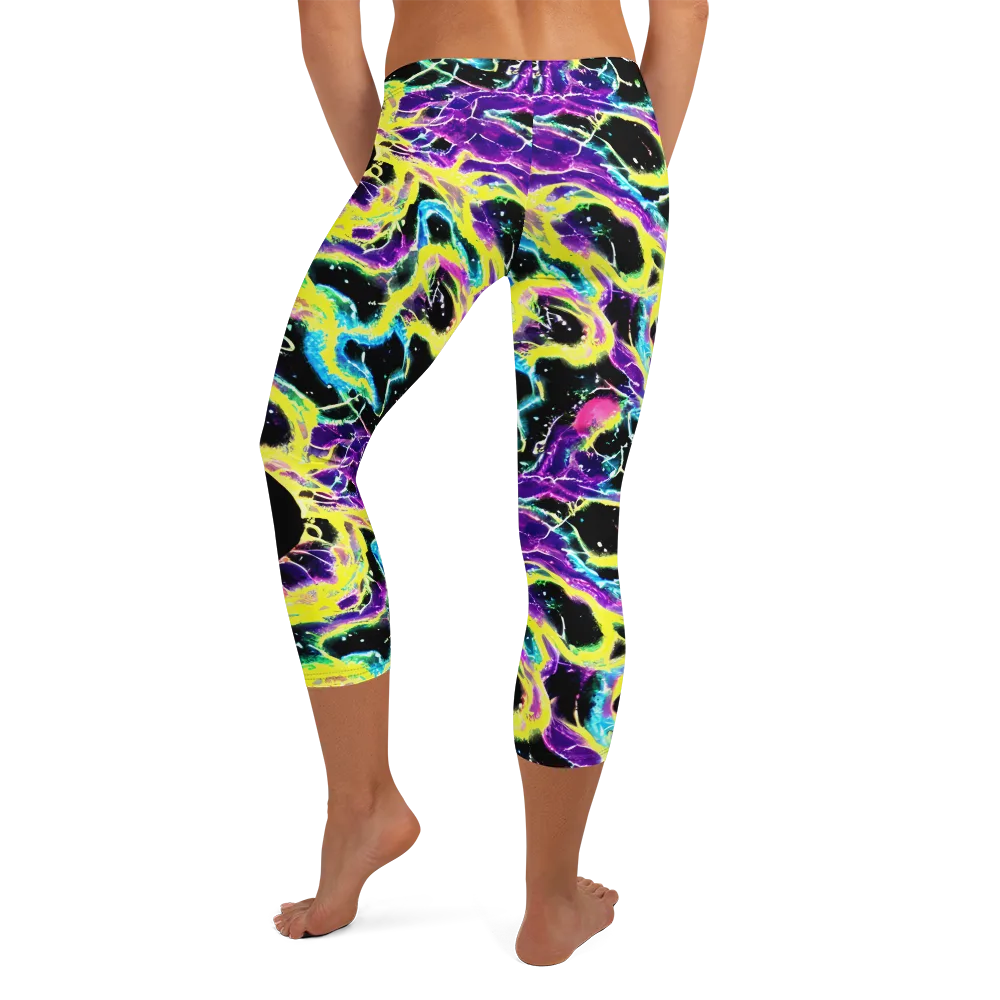 Electroflora on Capri Leggings — Back