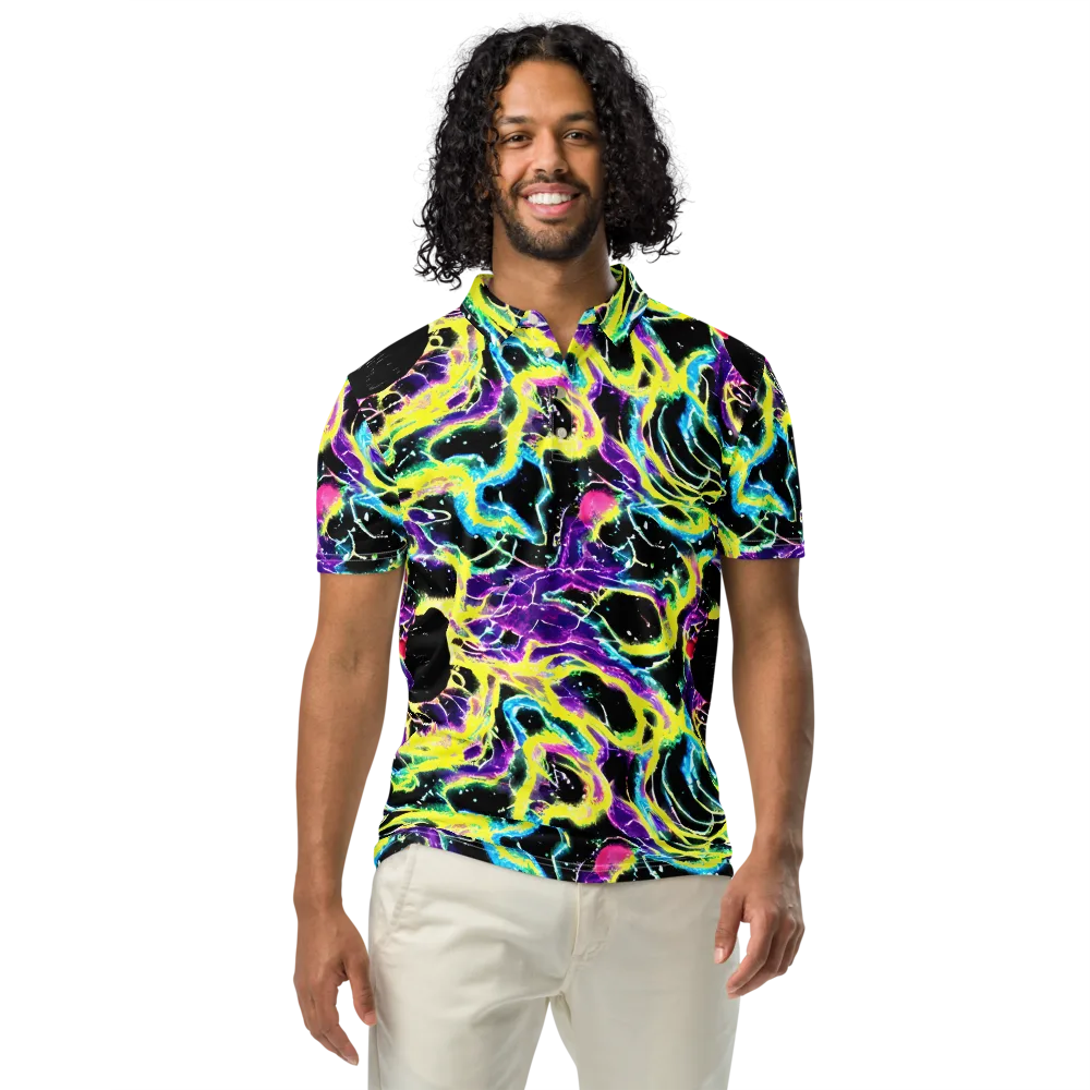Electroflora on Men's Slim Fit Polo Shirt — Front