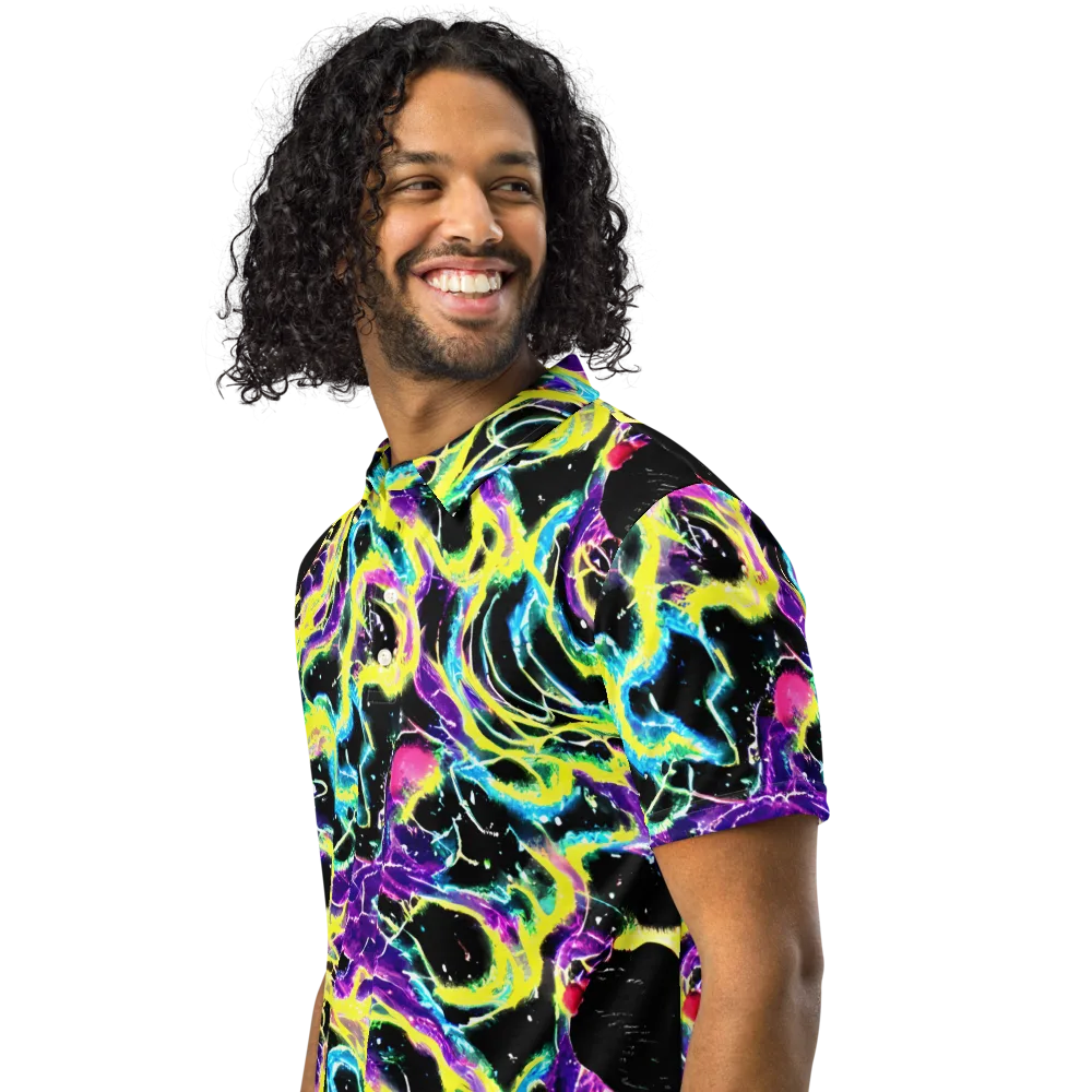 Electroflora on Men's Slim Fit Polo Shirt — Left Front