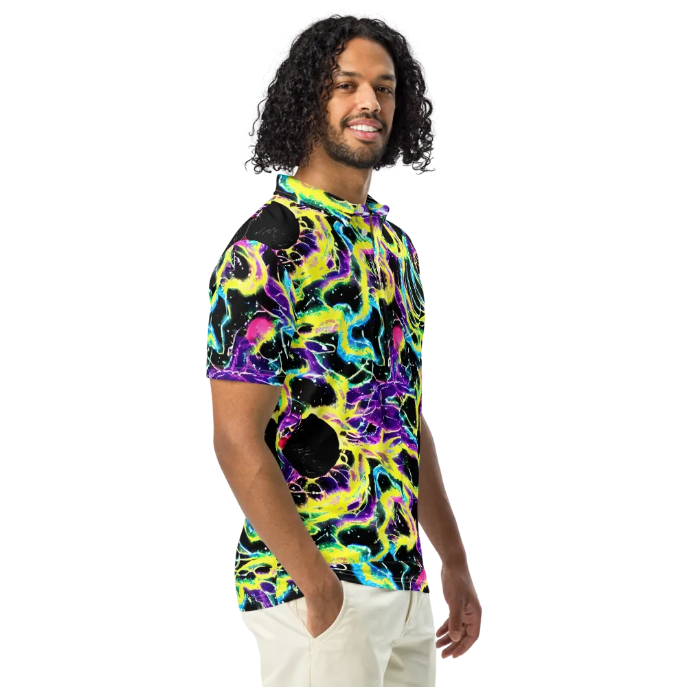 Electroflora on Men's Slim Fit Polo Shirt — Right Front