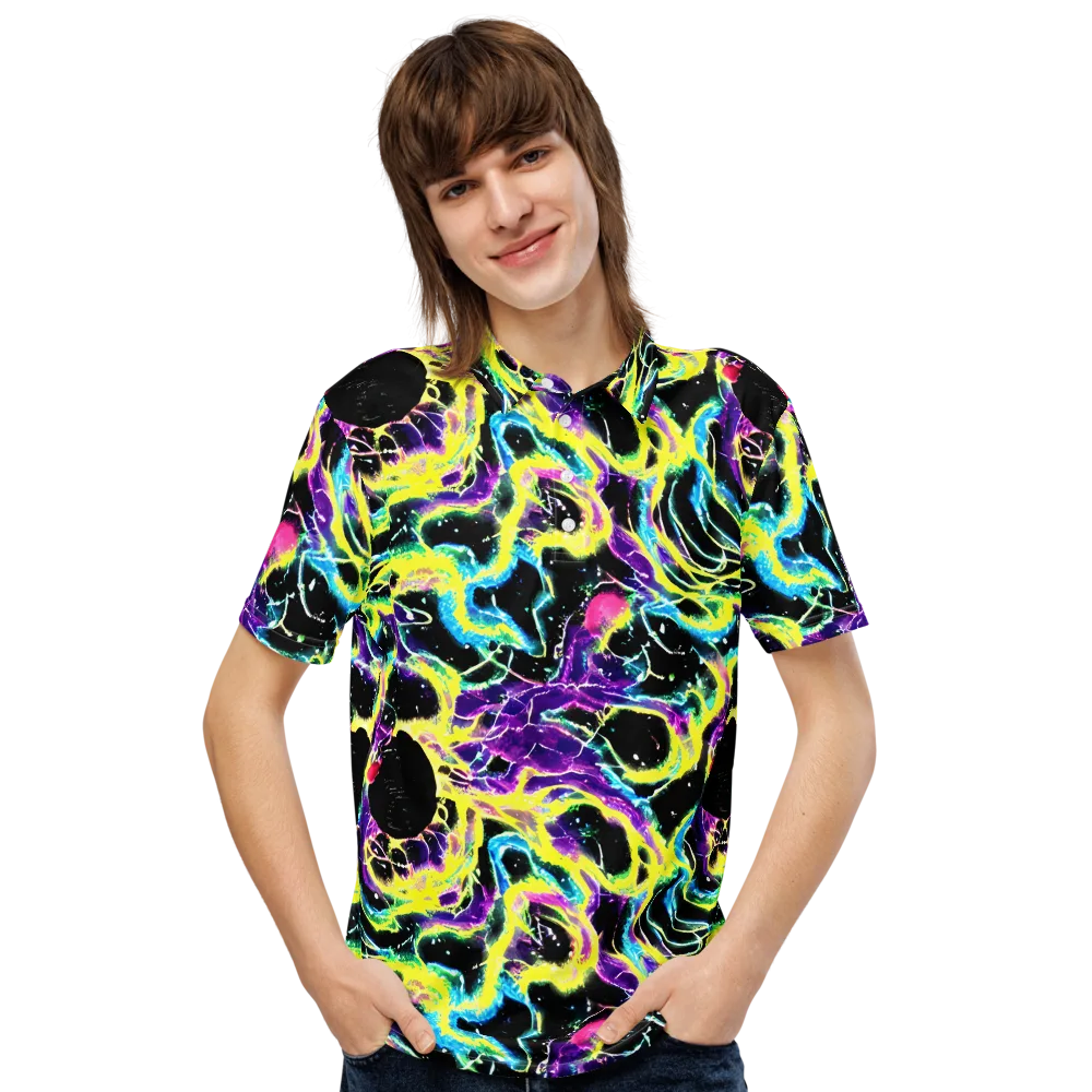 Electroflora on Men's Slim Fit Polo Shirt — Front