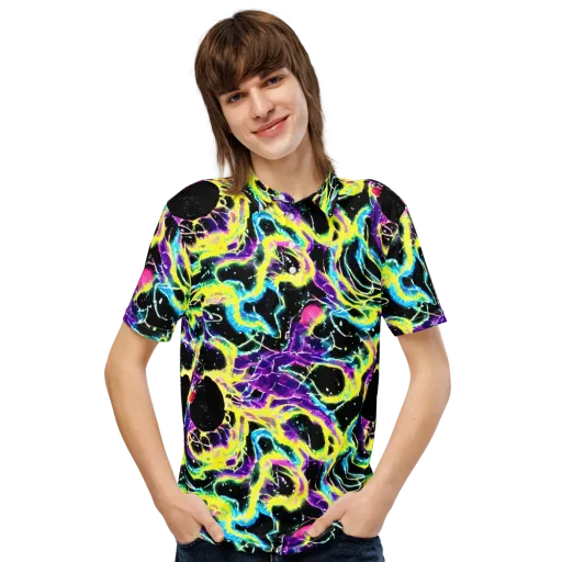 Electroflora on a Men's Slim Fit Polo Shirt
