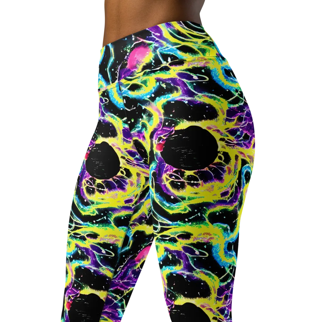 Electroflora on Yoga Leggings — Left Front