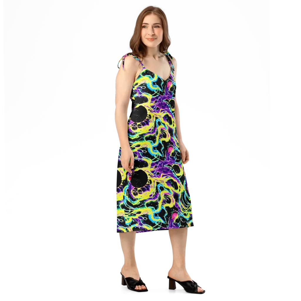 Electroflora on Slip Dress — Right Front