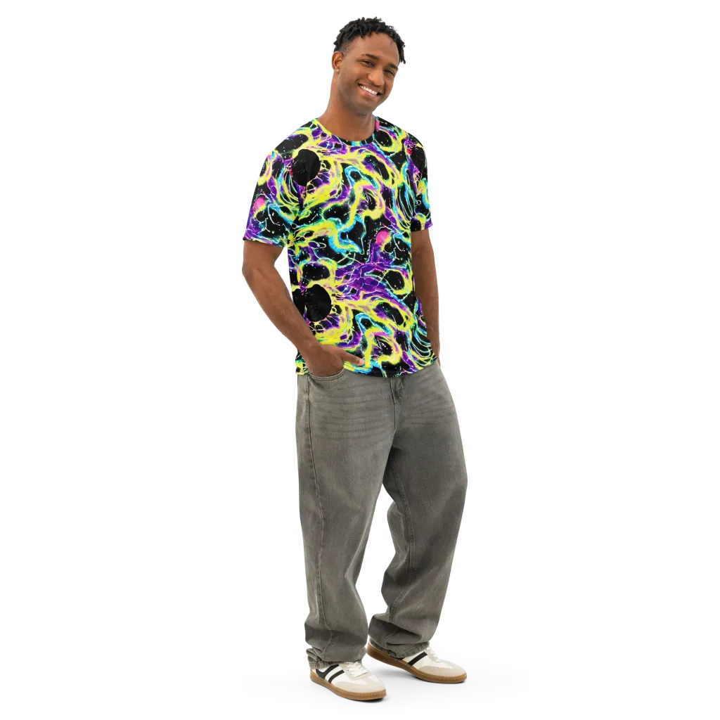 Electroflora on Men's Cotton Crew Neck T-Shirt — Right Front