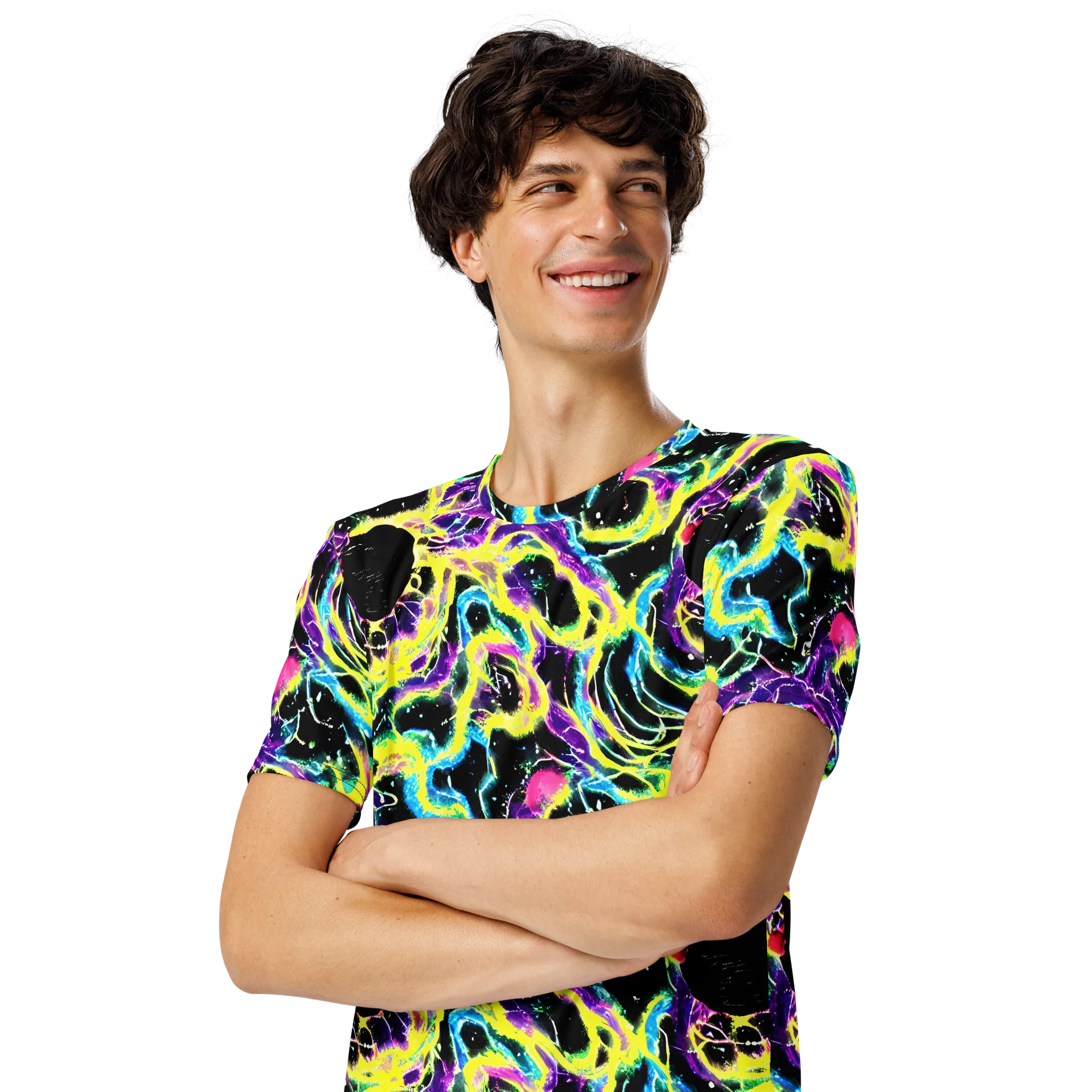 Electroflora on Men's Crew Neck T-Shirt — Left Front