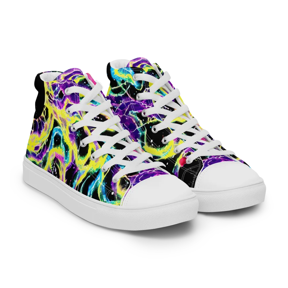 Electroflora on Men's High Top Canvas Shoes — Right Front