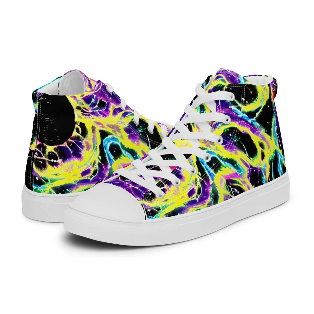Electroflora on Men's High Top Canvas Shoes — Left