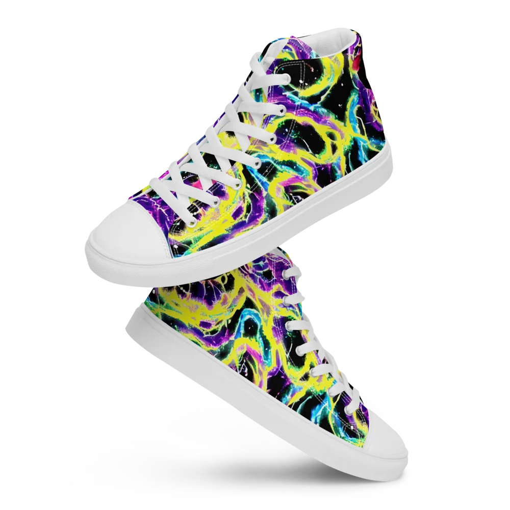 Electroflora on Men's High Top Canvas Shoes — Front